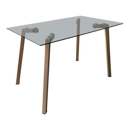 Маса Titta  със стъклен плот и метални крака в естествен цвят 120x70x75см