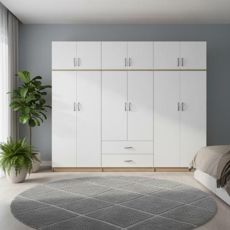 Гардероб с шест врати и таванско помещение Athos I  sonoma-white 240x42x240см